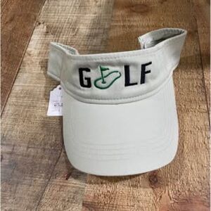 New With Tags Embroidered Beige Golf Visor by Anvil